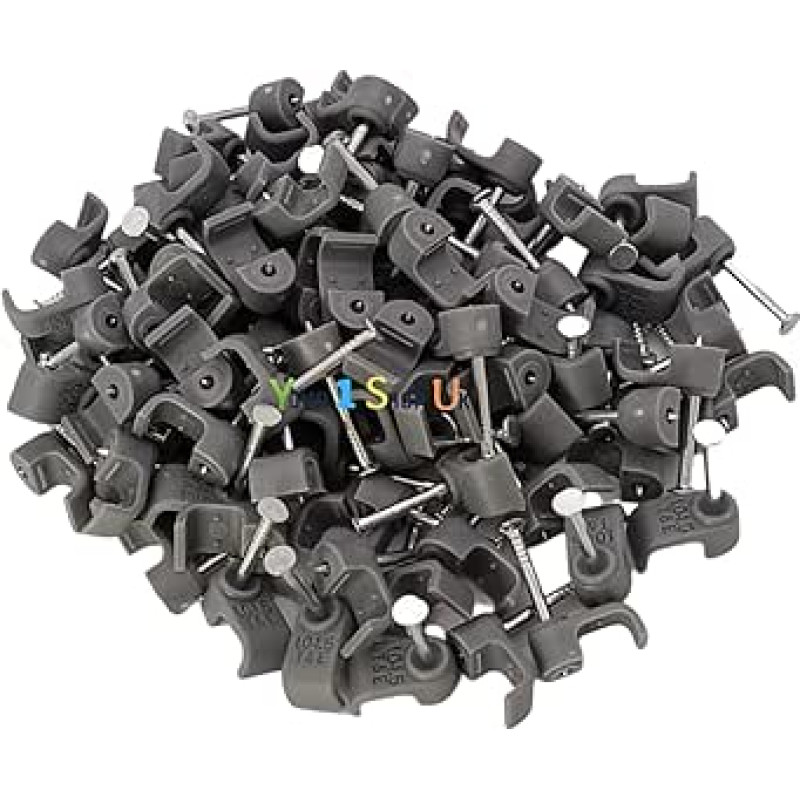 Doppel- und Erdungskabelclips für elektrische Kabel, 1,0-1,5 mm², graue Kabelclips, 8 x 5 mm, 100 Stück Nägel, Clips für elektrische Kabel