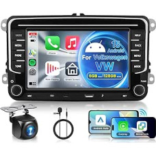 Hodozzy 6G + 128GB 8 branduolių automobilinis radijas VW Golf Passat Seat Skoda Jetta Polo Caddy Touran Tiguan T5 Android radijas su Bluetooth Navi, 7 colių jutiklinis ekranas su Carplay Android Car, WiFi Canbus DSP FM