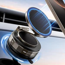 TECKNET Vacuum Magnetic Mobile Phone Holder Car for MagSafe Car Mount, Nano Gel + Suction Cup, Mobile Phone Holder Car Car, 360° Rotatable Foldable & 2800GF Strongest Magnet for All Mobile Phones