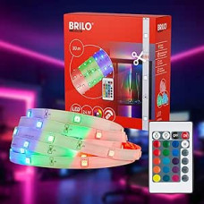 BRILONER - 30 m ilgio LED juosta su nuotolinio valdymo pulteliu, RGB spalvotos šviesos spalvos, lipni, LED juosta, kambarių dekoravimas, žaidimų, juostos, vakarėlių dekoravimas, šviesos juosta, balta