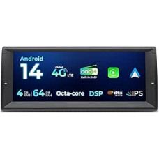SWTNVIN 10.25 Inch IPS Android 14 Car Radio Multimedia Player for BMW E39 E38 M5 Car Radio Built-in DAB 4G WiFi CarPlay Android Car Bluetooth 5.0 GPS AKM DSP (Octa Core 4+64GB)