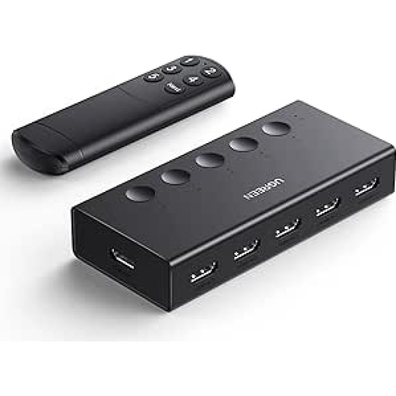 UGREEN HDMI jungiklis 5 in 1out HDMI skirstytuvas 4K @ 60Hz Palaiko 3D/CEC/HDR/HDCP 2.2 Suderinamas su PS5/4, 