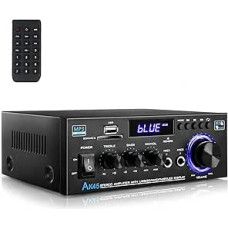 HiFi Amplifier, Mini Bluetooth Stereo Audio Amplifier Receiver 12V/220V 600W 2 Channels Power Amplifier Sound Amplifier w/ FM Radio, SD/USB Card Input, for Home or Car