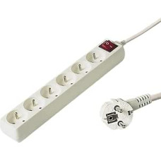 PremiumCord Power Strip with Power Switch 7 m, 6 Sockets, 230 V Extension Cable, 3 x 45° Twisted French Sockets, High Quality Power Strip with Child Lock, Colour: White