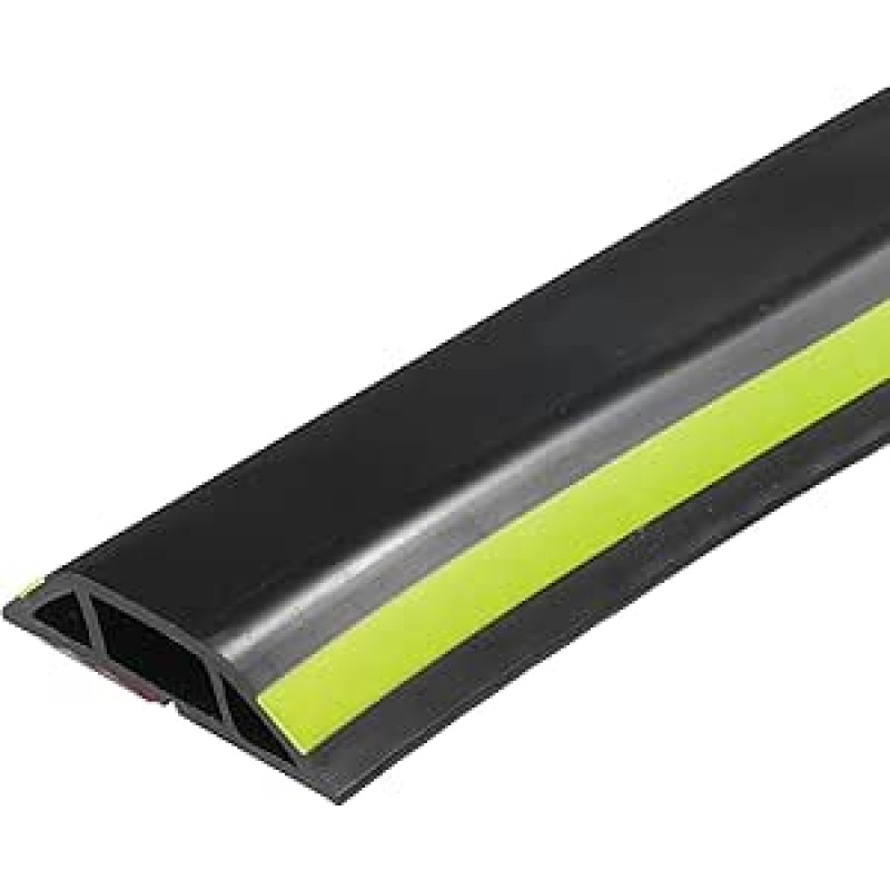 2,4 m Boden-Kabelabdeckung, PVC-Kabelschutz, 1,4 cm B x 0,7 cm H, Kabelmanagement, schwarze, gelbe Linie