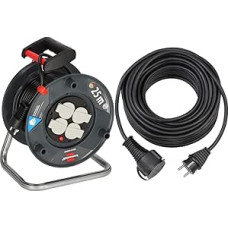 Brennenstuhl Garant V2 Cable Reel (25 m Cable in Black, Made in Germany, Indoor Use) & Quality Rubber Extension Cable 10 m (IP44, Cable for Outdoor Use), Black