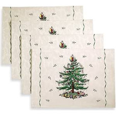 Avanti Linens Spode Holiday Kitchen Accessories Christmas Decoration Placemats Set of 4 (Christmas Tree Collection)