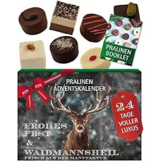 Hallingers Genuss Manufaktur Chocolates Advent Calendar Without Alcohol - 24 Handmade Premium Chocolate Chocolates Made of Fine Cocoa - Sweets Gift for Hunters Children Adults - Christmas Calendar
