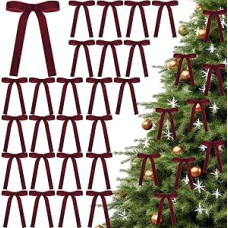 24 kalėdinių eglučių lankų pakuotė 13 x 18 cm Raudonas lankas Kalėdų eglutės papuošimui, lankas Kalėdų papuošimui Raudona Kalėdų vainikui Kalėdų šventei Vestuvių šventėms