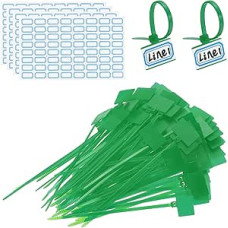 PATIKIL 4 Inch Cable Ties Pack of 200 Cable Ties Tags Nylon Wire Marking Labels Self Lacing Plastic Bands Writeable with Label Paper for Organisation Cable Green