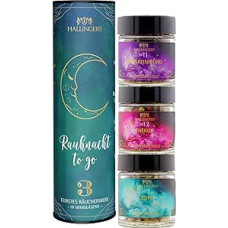 Hallingers Genuss Manufaktur Incense Gift Set Christmas - 3 Varieties Premium Incense in Elegant Gift Tin, Smoking Set Rough Night to Go, Rough Nights Gift Idea for Women & Men