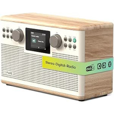 Pure Classic H6 Hi‑Fi Stereo System and Music System with DAB+ FM Radio Bluetooth 5.3 USB‑A & AUX 2.4 Inch Colour TFT Remote Control Dual Alarm Clock Sleep & Kitchen Timer 2 x 15 W 80 Memory - Cotton