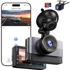 4K + 1080P Dash Cam Car Front Rear WiFi Dash Cam with 64GB SD Card, 3 Inch IPS, Night Vision, G-Sensor, Loop Recording, 170° + 140° Wide Angle, Dash Cam Car Support 24/7 Parking Monitoring, App