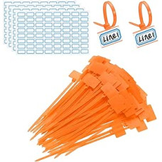 PATIKIL 4 Inch Cable Ties Pack of 200 Cable Ties Labels Nylon Wire Marking Labels Self Lacing Plastic Bands Writeable with Label Paper for Organisation Cable Orange