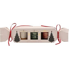 Widdop Christmas Candle Gift Set - Regal Tidings Trio Luxury Scented Candles in Festive Cracker Box - Silent Night, Christmas Tree & Clementine Cinnamon Fragrances - Seasonal Home Decoration & Gift