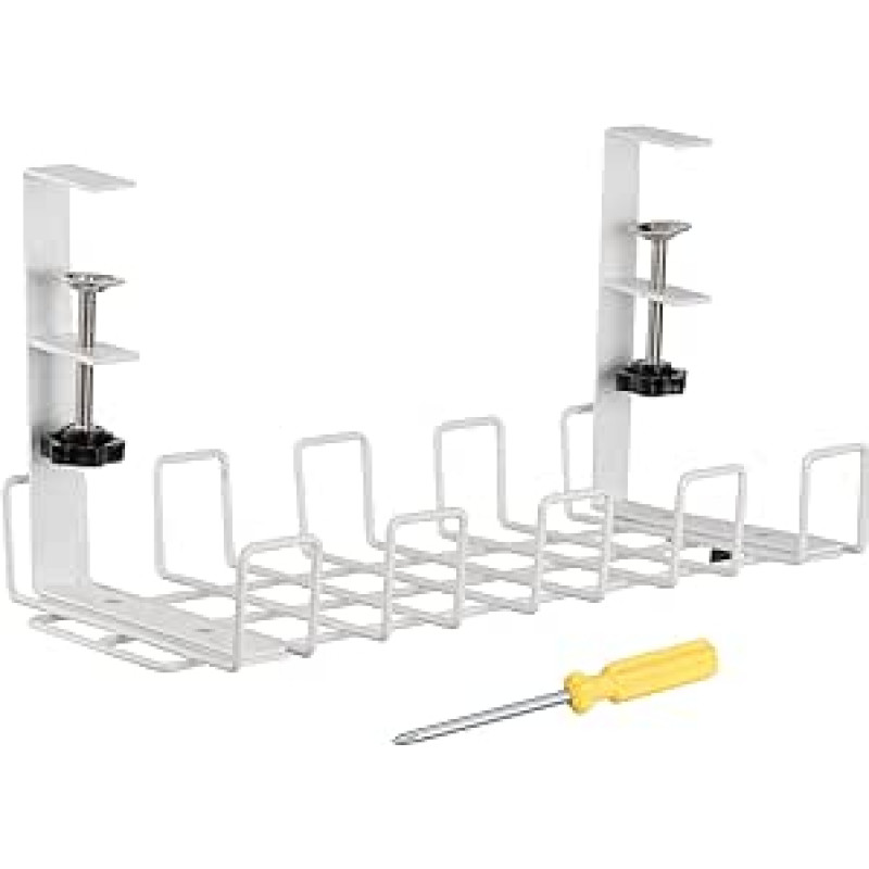 PATIKIL Kabelių valdymo lentyna po stalu Laidų valdymo stovas Laidų organizatorius Laidų organizatorius biurui ir namams Baltas