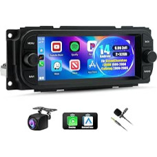 Car Radio Android 14 for GrandCherokee / 300M 1999-2004/Sebring 2000-2006, 2DIN 2+32GB Carplay Android Car with 6.86 Inch Bluetooth FM GPS Navigation WiFi Split Screen Steering Wheel Control AHD
