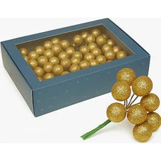 MIJOMA Dekoratyviniai rutuliukai, 180 vnt., 2 cm skersmens, su vielute įdėjimui, pagaminti iš polistireninio putplasčio su blizgučiais, skirti advento vainikui, kalėdinėms dekoracijoms, 