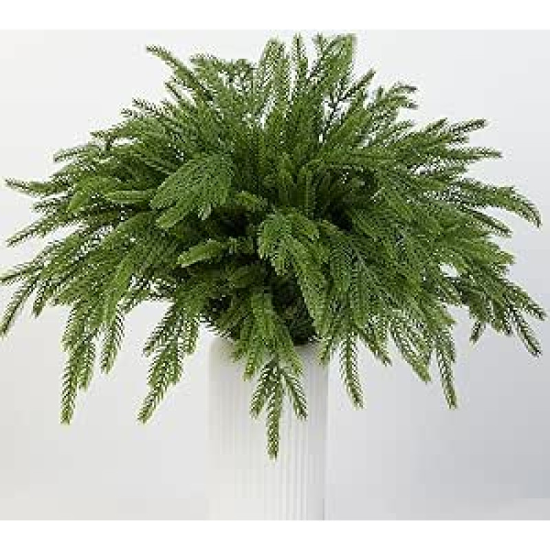 Norfolko pušies stiebai 18 colių realaus prisilietimo dirbtinės pušies šakos Kalėdų lapų piktogramos medžio užpildas šakos Kalėdų vazos užpildas vainikas girlianda namų apdaila (žalia)