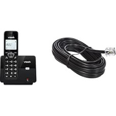 VTech CS2000 Cordless Telephone, ECO+ Mode & Goobay 50317 Modular Cable (2x RJ11 Plug, 4-Pin Assigned) 3 m, Black