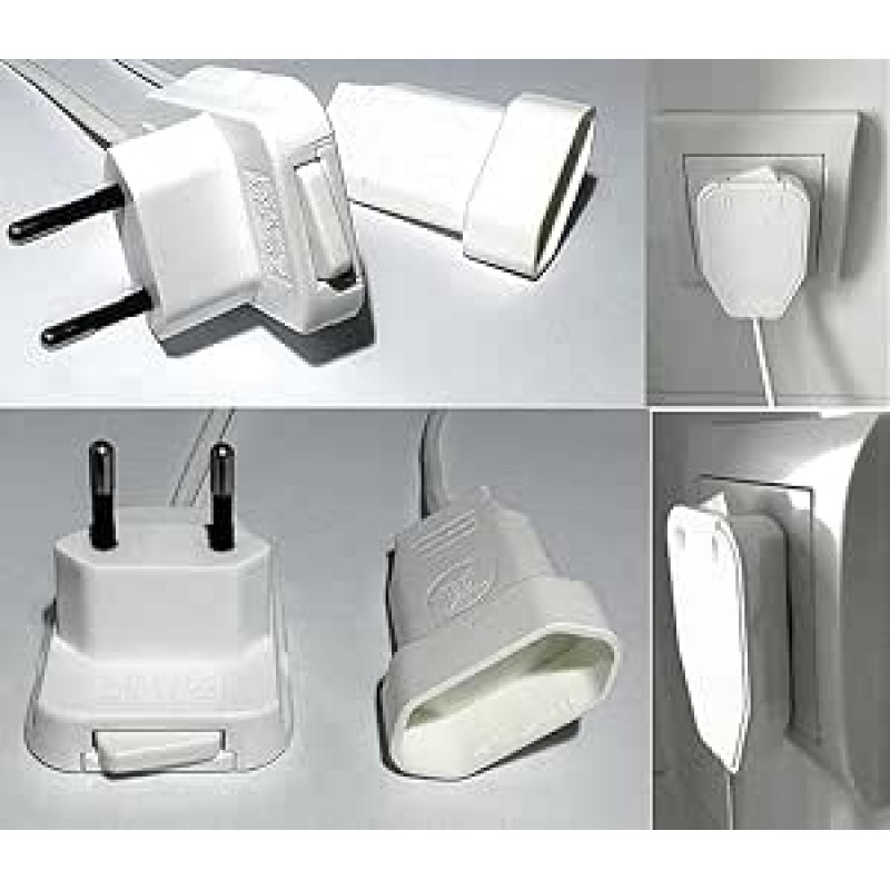 Euro prailgintuvas su jungikliu, 3 m, baltas, itin plokščias kampinis kištukas, WSP2x041315 Dviguba pakuotė, idealiai tinka mažoms patalpoms, Euro jungtis, kabelis 2 x 0,75 mm²