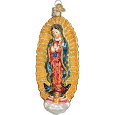 Senojo pasaulio Kalėdos Gvadalupės Dievo Motinos pučiamas stiklo ornamentas