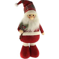 Dekofigur stehender Weihnachtsmann mit Vichy-Design, rot, H 46 cm