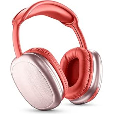 Music Sound | MAXI2 Bluetooth Headphones | Headphones On Ear Bluetooth 5.0 - Play Time 22h - Charging 1.5h - Built-in Microphone - Controls on Gazebo and Adjustable Headband, Red Colour