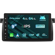[8 branduolių 4+64GB] Automobilinis radijas BMW E46 M3 Rover75 MG ZT, 9 colių automobilinis stereofoninis radijo imtuvas su integruotu 4G LTE belaidžiu 