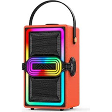 Bluetooth Speaker, 120W Peak Power, Wireless Speakers, Boombox with Deep Bass, Portable Loud Stereo Sound Subwoofer with LED Light Show for Party, Outdoor, Camping (Orange)