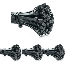 ERKO 100 vnt. profesionalių 200 x 4,8 mm juodos spalvos UV spinduliams atsparus laikiklis, atsparus temperatūrai ir cheminėms medžiagoms (4 vnt.)