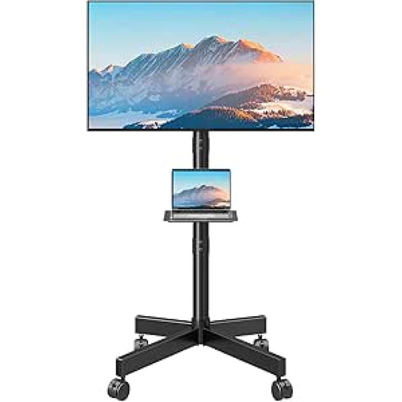 MOUNTUP TV Ständer Rollbar für 23-60 Zoll Plasma/LCD/LED Fernseher, Höhenverstellbarer mit Neigungsfunktion Fernsehstand bis 35kg, Max. VESA 400x400 mm, EU1117B
