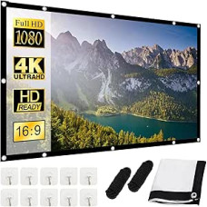 Projector Screen 100 Inches: 16:9 HD 4K Projector Screen Wrinkle-Free Hanging Foldable Portable Projection Screen Washable with Hooks and Ropes for Home School Meeting Camping (Thickening