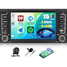 CAMECHO 4+64G 4 branduolių Android 15 automobilinis radijas VW Touareg Transporter T5 Multivan 2004-2009 su Navi Wireless Carplay Android Car, Double DIN radijas su 7 colių ekranu Bluetooth 5.0 RDS/FM + atbuline eiga