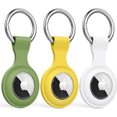 Schutzhülle für Airtag-Halter, Silikonhülle für AirTag-Schlüsselanhänger für Schlüssel, Taschen, Gepäck, Haustierhalsbänder, Anti-Verlust- und Kratzfestes Design für Apple AirTags 2021 (Weiß)