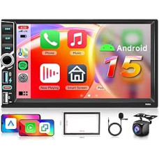 8 Core 4 + 64G: Hodozzy Wireless Carplay Android Car Radio 2 DIN with 2 USB Type-C, 7 Inch QLED Screen, Car Radio Bluetooth with Android Car/DSP/WiFi/RDS/FM + Reversing Camera