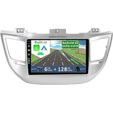 6GB + 128GB Android 15 automobilinis radijas Hyundai Tucson 2015-2019 [Integruotas CarPlay/Android Car/DSP/GPS]-9 colių IPS jutiklinis ekranas CAM+MIC-DAB/Mirror Link/Bluetooth 5.0/AHD/360 kamera
