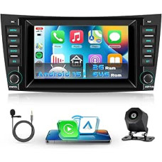 Automobilinis radijas 2G + 64G Android 15 Mercedes Benz E klasės W211 E200 CLS W219 2002-2009, 7 colių HD jutiklinio ekrano automobilinis radijas su belaidžiu Carplay Android automobilinis GPS WiFi Bluetooth FM RDS kamera