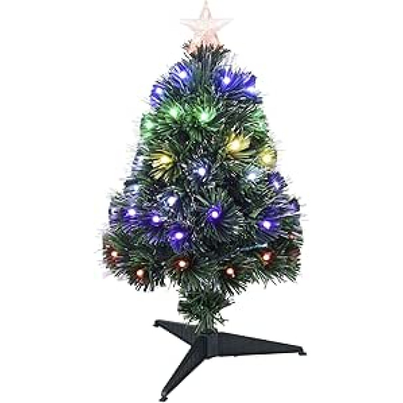 Well Home Weihnachtsbaum aus Glasfaser mit 60 RGB-LEDs und 8 Farbfunktionen, H.60 cm