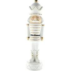 Dekorativer Soldat aus Polyresin, weiß, im Nussknacker-Stil, H 25 cm