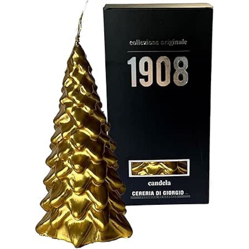 Rankų darbo Kalėdų eglutė su žvakėmis - aukso spalva - aukštis 20 cm Cereria Di Giorgio
