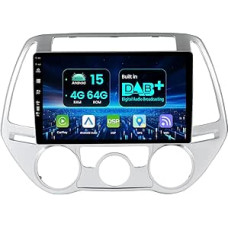 Autoradio Eingebaut DAB/DSP/Carplay- Android 15 Passt Für Hyundai I20 (2012-2014) - [4G+64G] - Rückfahrkamera+MIC - 9 Zoll IPS - Mit Lenkradsteuerung WiFi Bluetooth RDS