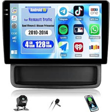 CAMECHO 4+128G Android 15 Navi Autoradio für Renault Trafic 2 Opel Vivaro A Nissan Primastar 2010-2014, 10 Zoll GPS Radio mit Bluetooth WiFi Wireless Carplay Android Auto FM RDS 32EQ +Rückfahrkamera