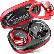 Bluetooth Sports Headphones, Wireless Bluetooth, HiFi Stereo Deep Bass, 4 ENC Noise Cancelling Mic, IP-X8 Waterproof, USB-C Earphones with Ear Hooks, Wireless Bluetooth HiFi Stereo