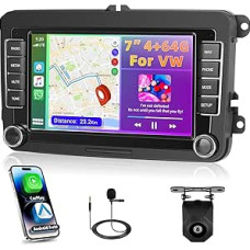 4GB + 64GB Qualcomm Chip Car Radio for VW Passat B6 T5 Golf 5 6 Polo 6R Tiguan T5 Jetta Seat Skoda, Motorsi CarPlay Android Car Stereo Bluetooth GPS WiFi RDS/FM USB SWC CANBUS + Reversing Camera