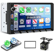 Autoradio 2 Din Klaviertasten mit Drahtloses Carplay Android Auto, 7 Zoll IPS HD Touchscreen Auto Radio Unterstützung Bluetooth FM Radio USB/Typ-C Mirror Link Rückfahrkamera