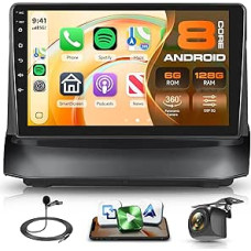 8 branduolių 6G+128G Android Autoradio für Ford Fiesta 2009-2017 Wireless Carplay Android Auto Navi WiFi 360° Panorama, 9 Zoll Touchscreen Radio mit Mirror Link Bluetooth FM/RDS/DSP EQ/SWC Rückfahrkamera