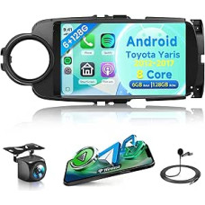 8 branduolių 6G + 128G Android automobilinis radijas Toyota Yaris GRMN 2012-2017 9 colių jutiklinio ekrano automobilinis radijas su belaidžiu Carplay Android automobilinė navigacija GPS WiFi Mirror Link Bluetooth FM/RDS DSP EQ/USB/SWC gale