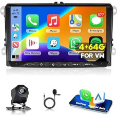 Android Car Radio for VW Passat B6 T5 Golf 5 6 Polo 6R Tiguan T5 Jetta Seat Skoda, 4GB + 64GB Carplay Android Car GPS Navigation WiFi FM RDS SWC Bluetooth EQ DSP Canbus + Reversing Camera