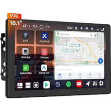 V10 10-Inch Android Double DIN Radio, 6GB+128GB, Bluetooth 5.4/Wi-Fi, Wireless CarPlay & Android Car